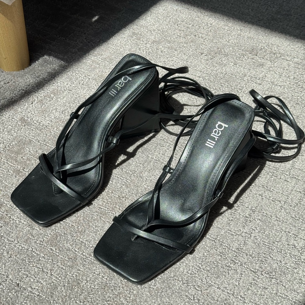 Bar III Black Strappy Heels